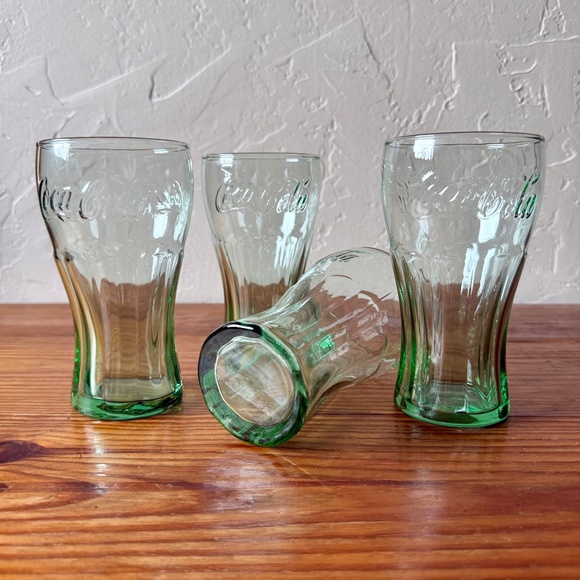 Set of 4 | Vintage Libbey Coca-Cola Glasses | Green Tint | Georgia Green - Picture 8 of 13